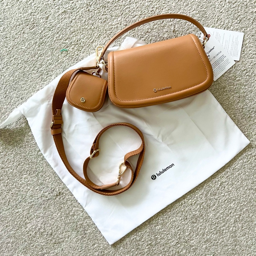 NWT Lululemon Cactus Leather Mini Bag with Smaller Bag, Strap and Dust Bag.